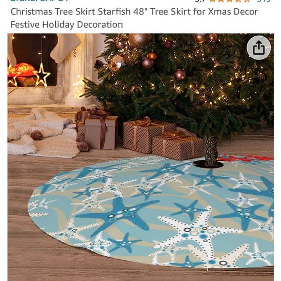 Tree Skirt Starfish 48" Tree Skirt for Xmas Decor Festive Holiday Decoration - Picture 3 of 5